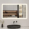 AICA Sanitaire Miroir de salle de bain 80x60cm LED tricolore anti-buée + mémoire + dimmable,* Miroir Lumineux