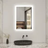 AICA Sanitaire Miroir de salle de bain 50x70cm LED tricolore anti-buée + mémoire + dimmable,* Miroir Lumineux
