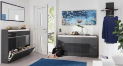 Dmora Miroir Adelchi, Miroir de salle de bain, 100% Made in Italy, 120x2h60 cm, Anthracite Brillant