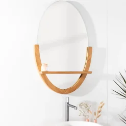 Wanda Collection Miroir Anita de salle de bain ovale en teck massif* Miroir Simple