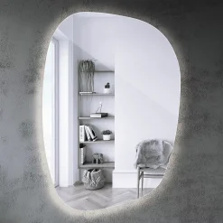 Tulup Miroir asymétrique led 49 x 34 cm design lumière neutre