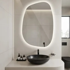Tulup Miroir asymétrique led 49 x 34 cm design lumière neutre
