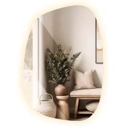 Tulup Miroir asymétrique led 49 x 34 cm design lumière chaude* Miroir Lumineux
