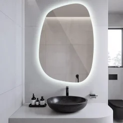 Tulup Miroir asymétrique led 49 x 34 cm design lumière froide