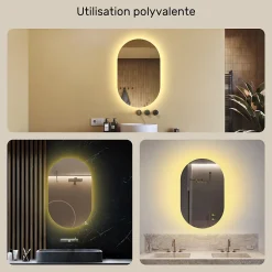 Artforma Miroir avec LED Illumination Salle de Bain (50x80cm) LED Lumineux Miroir avec Éclairage (TST106) Blanc Chaud 3000K* Miroir Lumineux