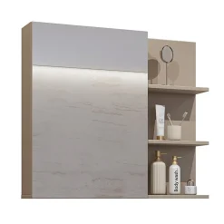 Meublorama Miroir avec rangements de salle de bain GOBI coloris marron