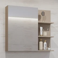 Meublorama Miroir avec rangements de salle de bain GOBI coloris marron