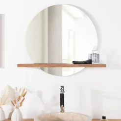 Wanda Collection Miroir Bologne de salle de bain rond en teck massif* Miroir Simple