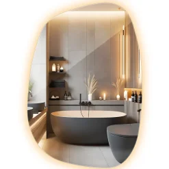 Wallfluent Miroir décoratif LED 49 x 34 cm design lumière chaude* Miroir Lumineux