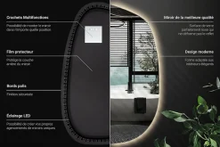 Wallfluent Miroir décoratif LED 49 x 34 cm design lumière chaude* Miroir Lumineux
