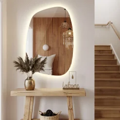 Wallfluent Miroir décoratif LED 49 x 34 cm design lumière chaude* Miroir Lumineux