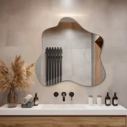 Tulup Miroir décoratif 48 x 48 cm sans cadre avec design fluide et organique