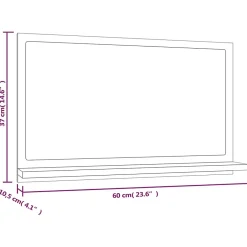 Helloshop26 Miroir de bain 60 x 10,5 bois gris