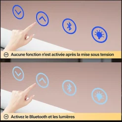 Sirhona Miroir de Maquillage Éclairage LED 58x46x10 cm + Bluetooth + Loupe 10X + Port USB + Température à Tricolore* Miroir Grossissant Lumineux