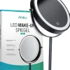 Mirlux Miroir De Maquillage Lumineux LED Rechargeable Noir, Grossissement 1-10x