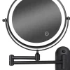 Mirlux Miroir De Maquillage Lumineux LED Rechargeable Noir, Grossissement 1-5x* Miroir Grossissant Lumineux