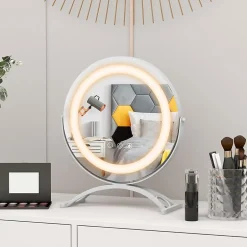 Giantex Miroir de Maquillage Pivotant 3 Couleurs et Luminosité Réglables Contrôle Tactile* Miroir Grossissant Lumineux