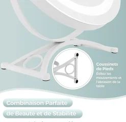 Giantex Miroir de Maquillage Pivotant 3 Couleurs et Luminosité Réglables Contrôle Tactile* Miroir Grossissant Lumineux
