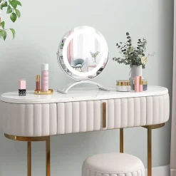 Giantex Miroir de Maquillage Pivotant 3 Couleurs et Luminosité Réglables Contrôle Tactile* Miroir Grossissant Lumineux