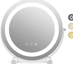 Giantex Miroir de Maquillage Pivotant 3 Couleurs et Luminosité Réglables Contrôle Tactile* Miroir Grossissant Lumineux
