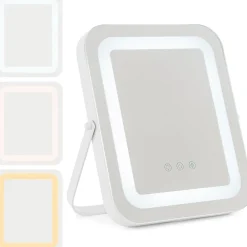 Giantex Miroir de Maquillage Rectangulaire 3 Couleurs et Luminosités réglables avec Support en Métal Contrôle Tactile* Miroir Grossissant Lumineux