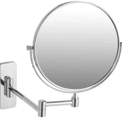 Tectake Miroir de maquillage Rond double face Grossissant argent* Miroir Grossissant