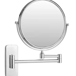 Tectake Miroir de maquillage Rond double face Grossissant argent* Miroir Grossissant