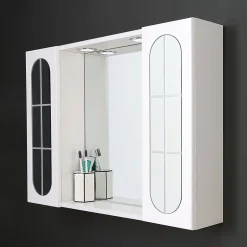 Kiamami Valentina Miroir De Rangement Inglesina Avec Étagère De Rangement Et Armoires Latérales