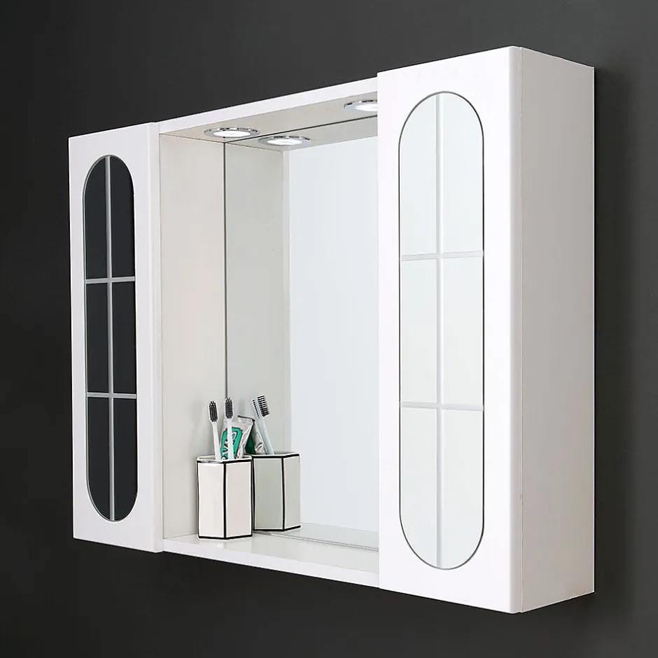 Kiamami Valentina Miroir De Rangement Inglesina Avec Étagère De Rangement Et Armoires Latérales
