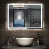 AICA Sanitaire Miroir de salle de bain à LED, dimmable et mémoire, 100x70cm miroir lumineux anti-buée,