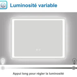 AICA Sanitaire Miroir de salle de bain à LED, dimmable et mémoire, 100x70cm miroir lumineux anti-buée,