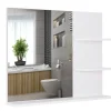 Homcom Miroir de salle de bain avec étagères - 2 étagères latérales + grande étagère inférieure - kit installation fourni - MDF blanc