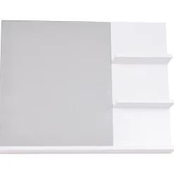 Homcom Miroir de salle de bain avec étagères - 2 étagères latérales + grande étagère inférieure - kit installation fourni - MDF blanc