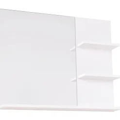 Homcom Miroir de salle de bain avec étagères - 2 étagères latérales + grande étagère inférieure - kit installation fourni - MDF blanc