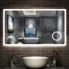 AICA Sanitaire Miroir de salle de bain anti-buée avec horloge, blanc froid chaud neutre tactile mural miroir 120x70cm,* Miroir Lumineux