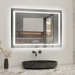 AICA Sanitaire Miroir de salle de bain avec éclairage intégré, L.120 x H.70 cm Miroir lumineux anti buée,* Miroir Lumineux