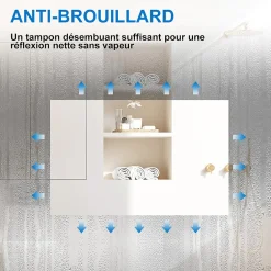AICA Sanitaire Miroir de salle de bain asymétrique 80x65cm led Teardrop Mirror 3 Colours Dimmable + Anti-buée + Mémoire,* Miroir Lumineux