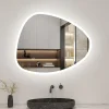 AICA Sanitaire Miroir de salle de bain asymétrique 100x80cm led Teardrop Mirror 3 Colours Dimmable + Anti-buée + Mémoire,* Miroir Lumineux