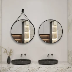 AICA Sanitaire Miroir de salle de bain ceinture noire 40 cm,* Miroir Simple