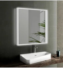 Focco Miroir de salle de bain carré avec lumière LED - lumière blanche froide (5700K) - 60 x 60cm - Modèle Oslo