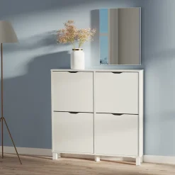 Pegane Miroir de salle de bain coloris blanc - Longueur 59,50 x Profondeur 2 x hauteur 44 cm