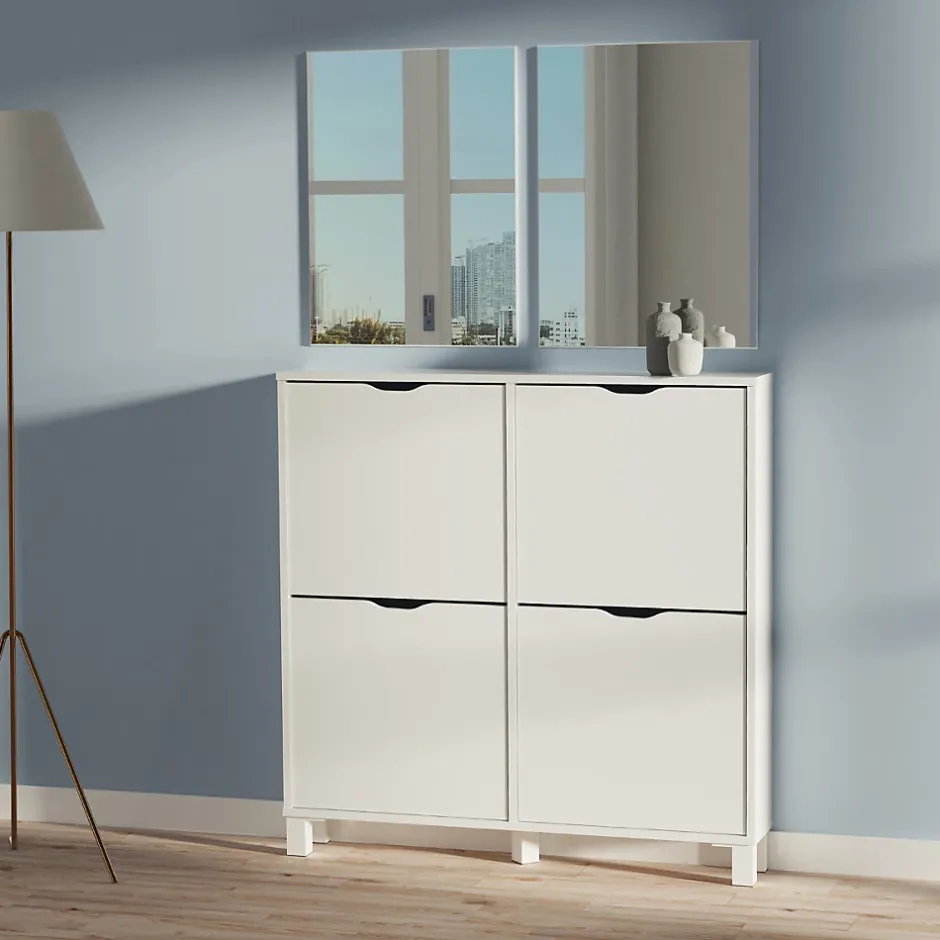 Pegane Miroir de salle de bain coloris blanc - Longueur 59,50 x Profondeur 2 x hauteur 44 cm