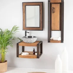 Wanda Collection Miroir de salle de bain Elégance bois métal 60x80