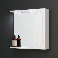 Kiamami Valentina Miroir De Salle De Bain Inglesina Blanc Avec Tablette Inférieure, Unité Murale Droite Et Spot Led* Armoire De Toilette