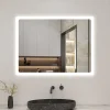 AICA Sanitaire Miroir de salle de bain LED avec bluetooth et horloge, 80x60cm, Tri-color, anti-buée,* Miroir Lumineux