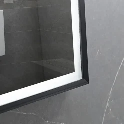 Luxury Bain Miroir de salle de bain LED 90x60cm anti buée, luminosité variable avec cadre en aluminium noir LuxuryBain* Miroir Lumineux