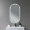 Luxury Bain Miroir de salle de bain LED 45x90cm ovale anti buée avec cadre en aluminium noir- LuxuryBain