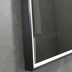 Luxury Bain Miroir de salle de bain LED 120x60cm anti buée, luminosité variable avec cadre en aluminium noir LuxuryBain* Miroir Lumineux