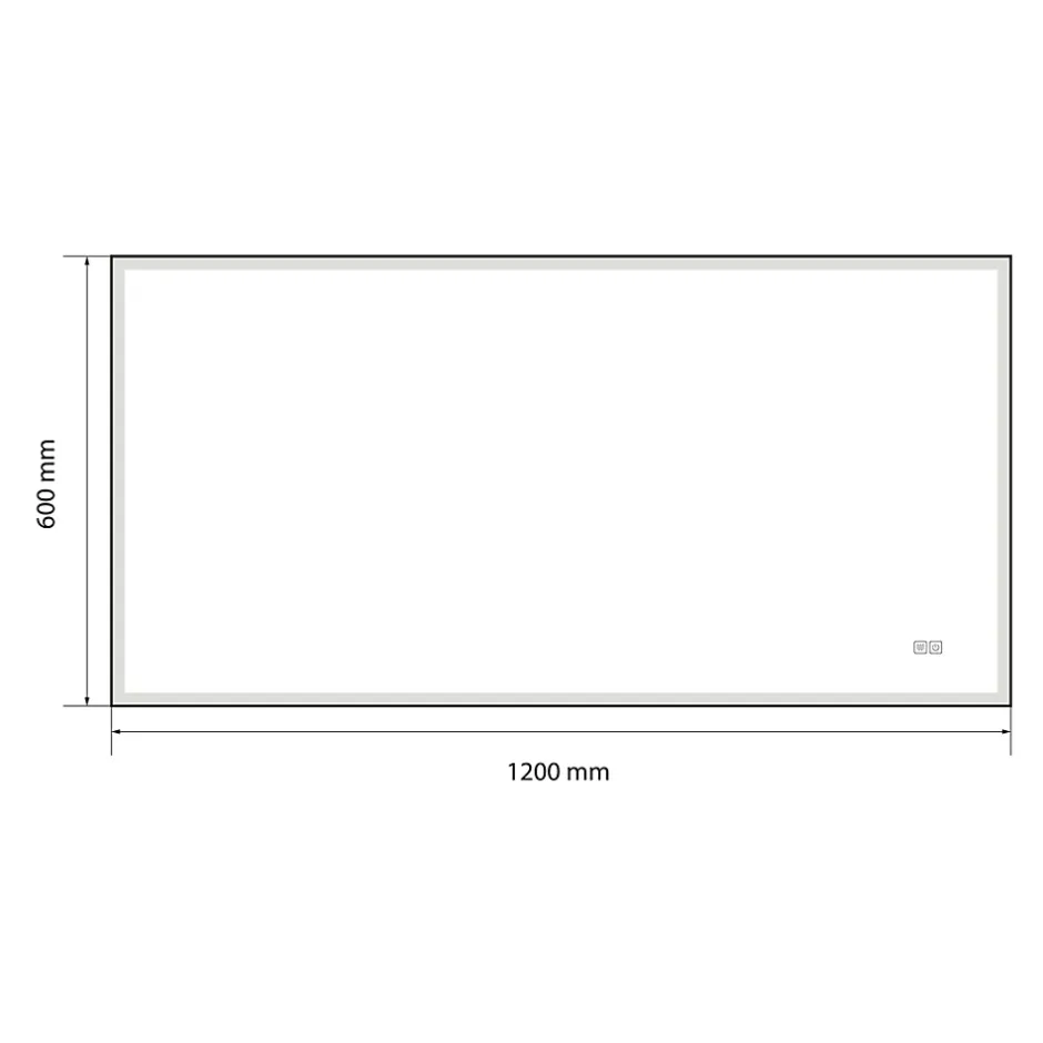 Luxury Bain Miroir de salle de bain LED 120x60cm anti buée, luminosité variable avec cadre en aluminium noir LuxuryBain* Miroir Lumineux