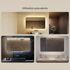 Artforma Miroir de salle de bain lumineux - - Forme arrondie - 120x70cm - LED Dual + Interrupteur tactile
